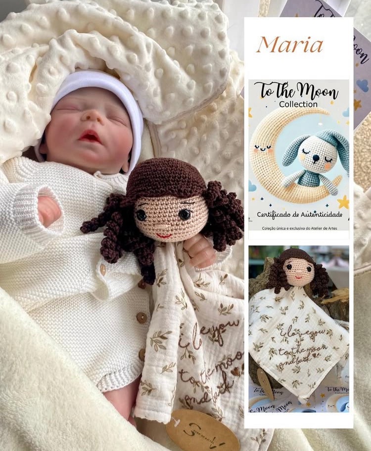 Dou Dou To the Moon Collection– Amigurumi e Musselina com Bordado “I love you to the moon and back - Image 5