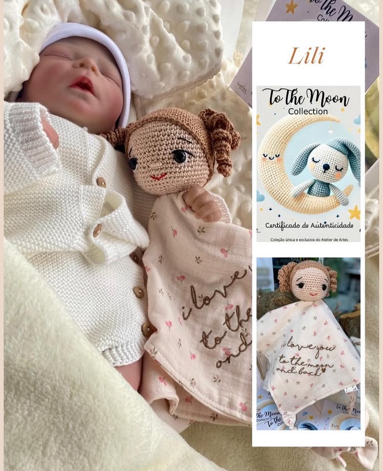 Dou Dou To the Moon Collection– Amigurumi e Musselina com Bordado “I love you to the moon and back - Image 3